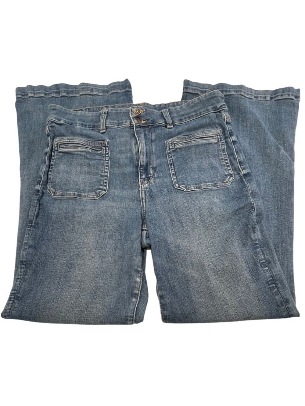 American Eagle Outfitters Womens Super Hi-Rise Flare Jeans Size 14 Long Denim